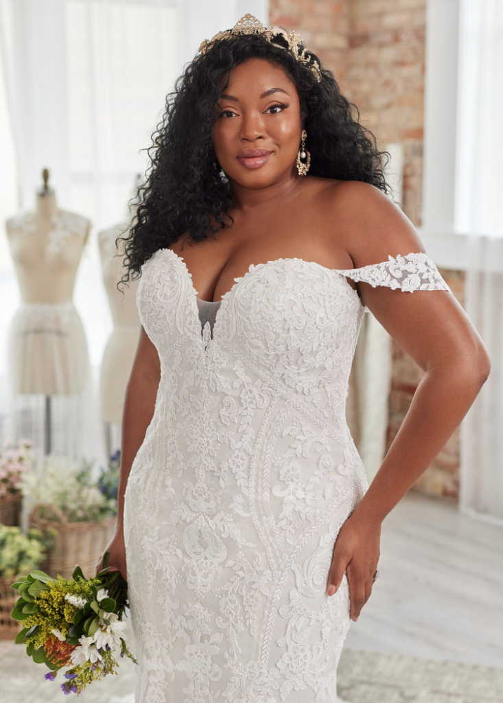 Plus size fitted wedding dress Ralston by Maggie sottero at Pawleys Island
