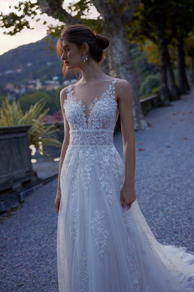 Beautiful bride wearing A line Myrtle Beach bridal gowns